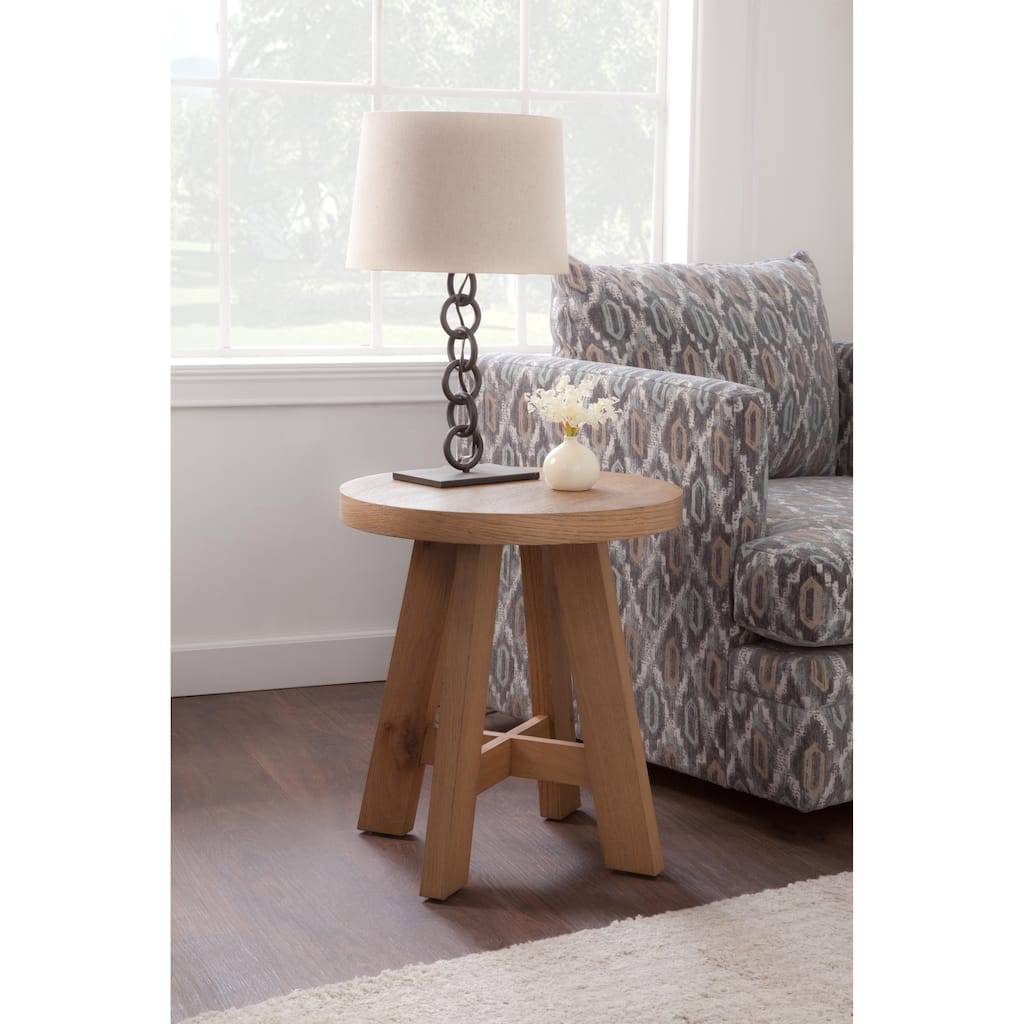 BoHo Modern Natural Wood Round End Table