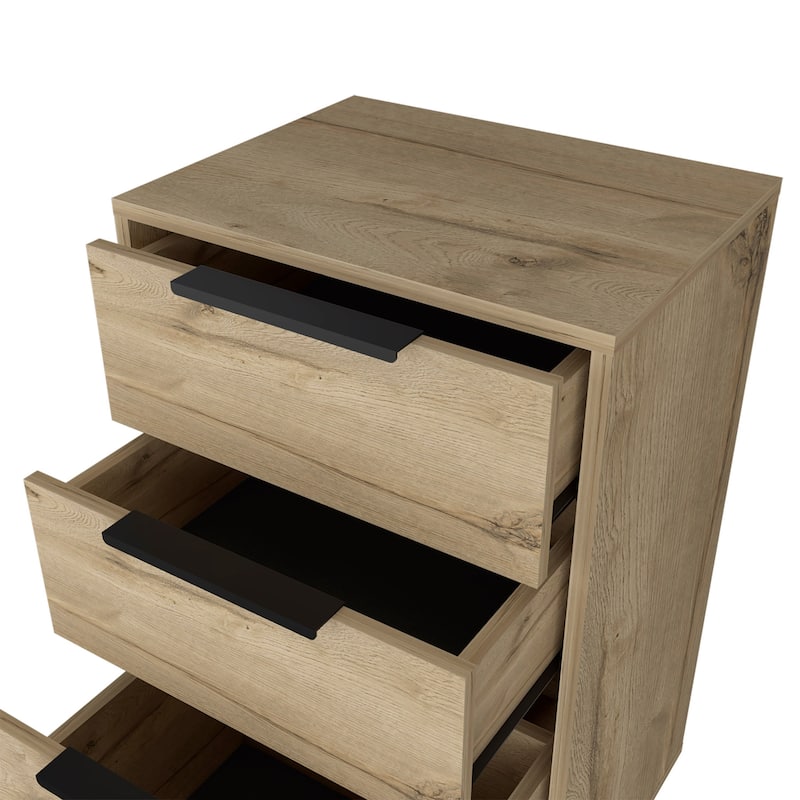 18inch Brown And Black Three Drawer Chest
