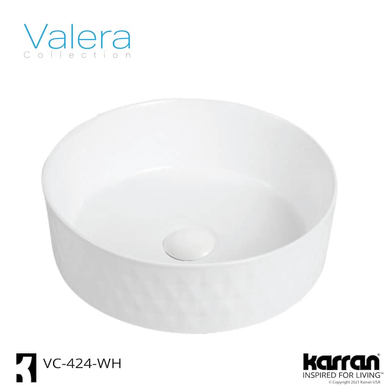 Karran Valera 14" Vitreous China Vessel Bathroom Sink in White