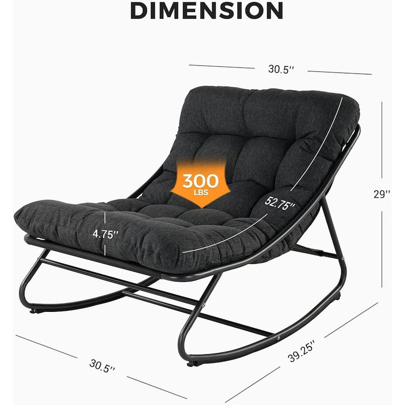 Indoor &Outdoor Oversized Rocking Chair, Comfy Reading Chairs Set with Padded Cushion for Movie Watching, Leisure,Relaxing