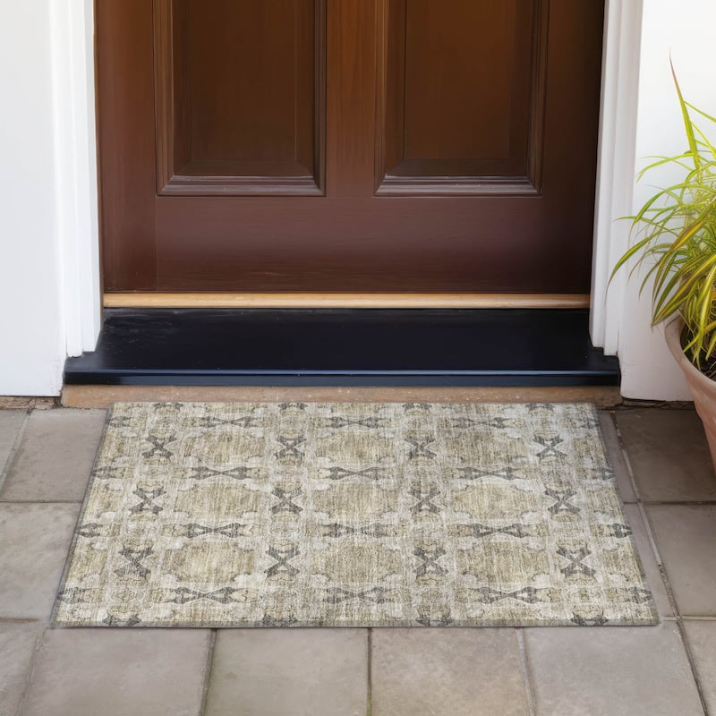 Pax Graceful Floral Weather Resistant Blended Style Runner Outdoor Rug