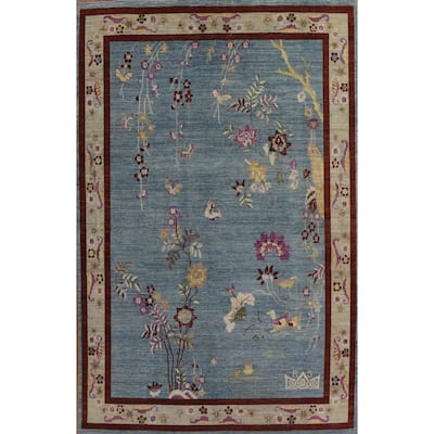 Vegetable Dye Chinese Art Deco Oriental Area Rug Handmade Wool Carpet - 9'11" x 13'10"