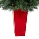 preview thumbnail 4 of 3, 55" Snowed Artificial Christmas Tree in Red Tower Planter