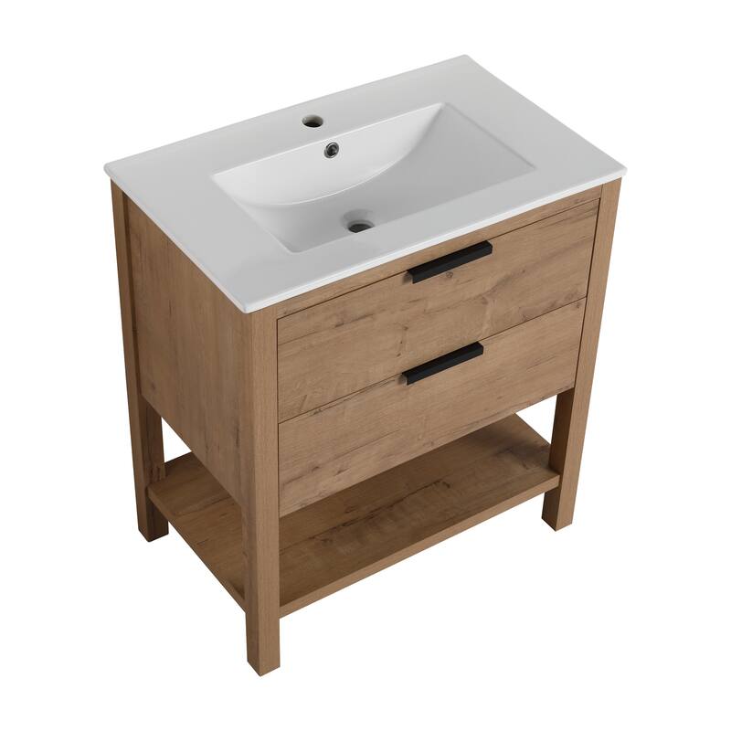 GDFStudio - Everett Modern Freestanding Bathroom Vanity with Dual Soft-Close Drawers