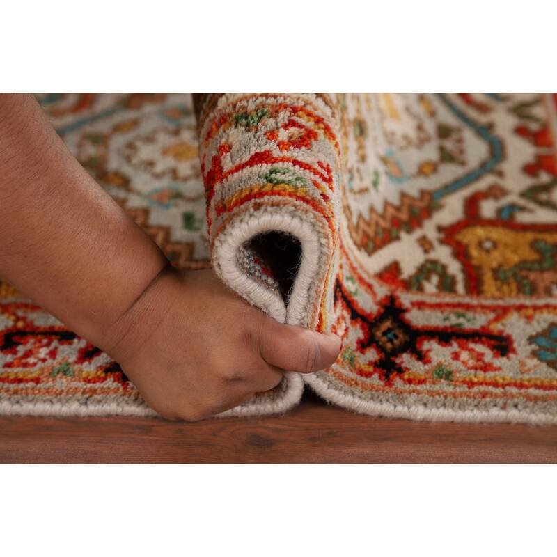 Geometric Heriz Serapi Oriental Accent Rug Handmade Wool Carpet - 2'0" x 3'0"