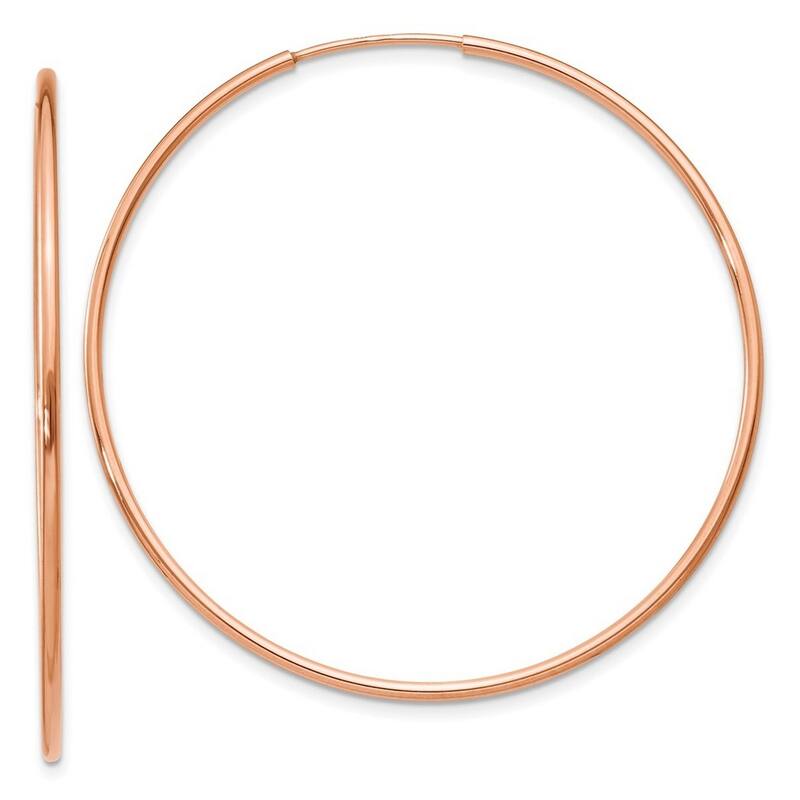 Curata 14k Rose Gold Polished Endless Hoop Earrings - 42.75x43mm