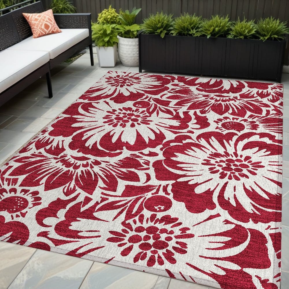 Taz Botanic Elegance Weather Resistant Blended Style Outdoor Rug