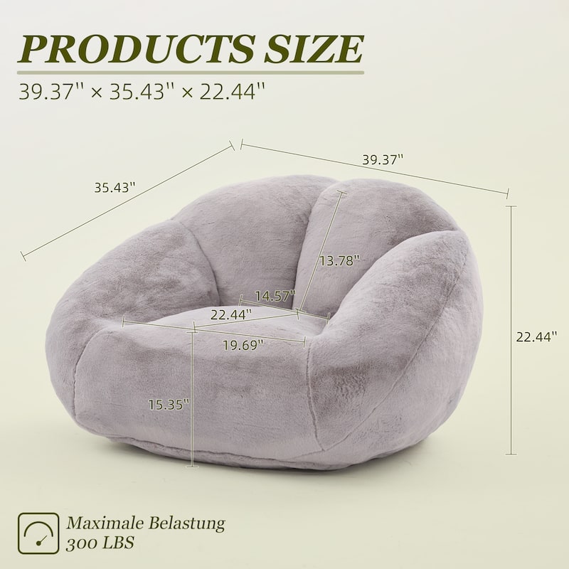 HOMEFUN Fabric Upholstered Oversized Round Comfy Bean Bag Lazy Sofa for Living Room