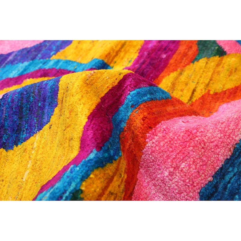 ECARPETGALLERY Hand-knotted Opulence Multi Color Silk Rug - 4'11 x 7'3