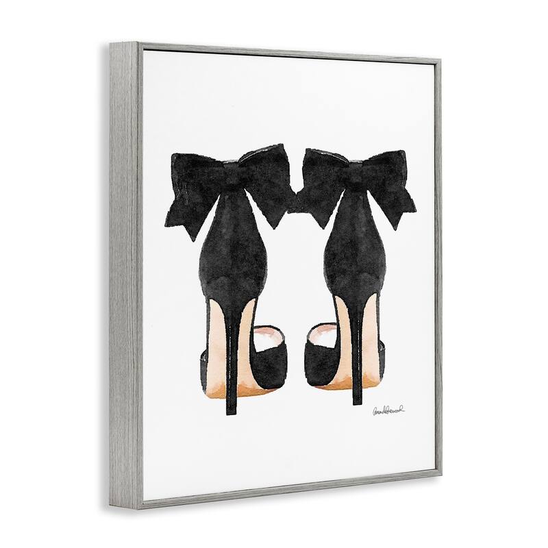 Stupell Glam Pumps Heels With Black Bow Framed Giclee Texture Art