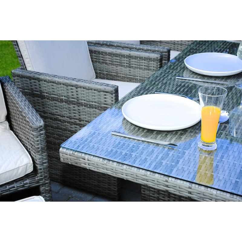 11-piece Outdoor Dining Set With Cushions Wicker Furniture by Moda Furnishings
