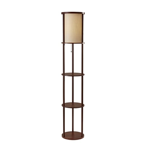 Adesso Stewart Round Shelf Floor Lamp Natural