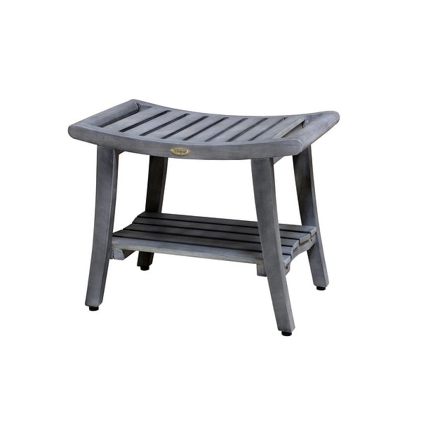 Harmony 24 Inch Gray Teak Shower Bench Teak Shower Stool Teak