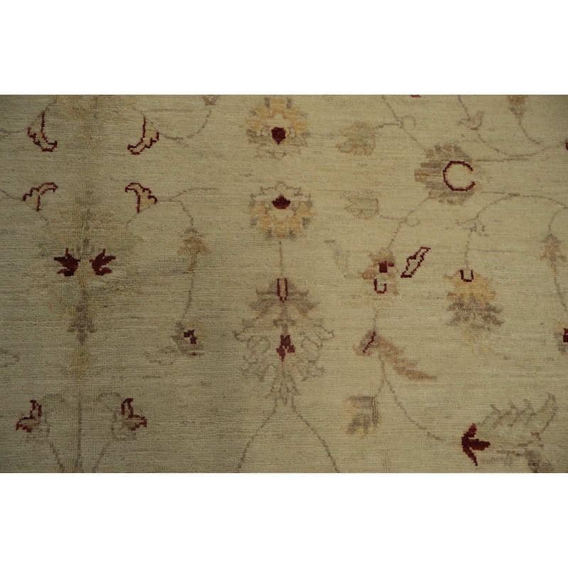 Hand Knotted Oriental 100% Wool Carpet Traditional All-Over Beige & Ivories Peshawar Area Rug - 7' 9'' X 8' 1''