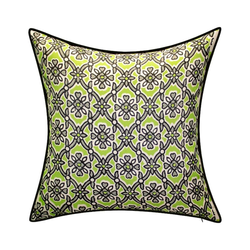 Take It Outside® Indoor/Outdoor Reversible Antique Tile Print Decorative Throw Pillow 18x18, Leaf Multi