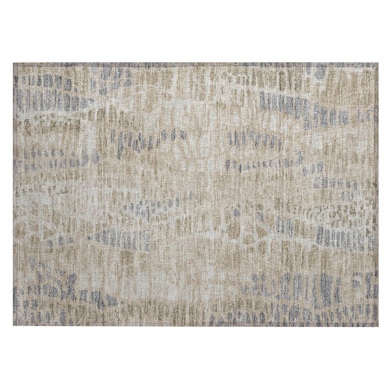 Machine Washable Indoor/ Outdoor Modern Imprints Chantille Rug
