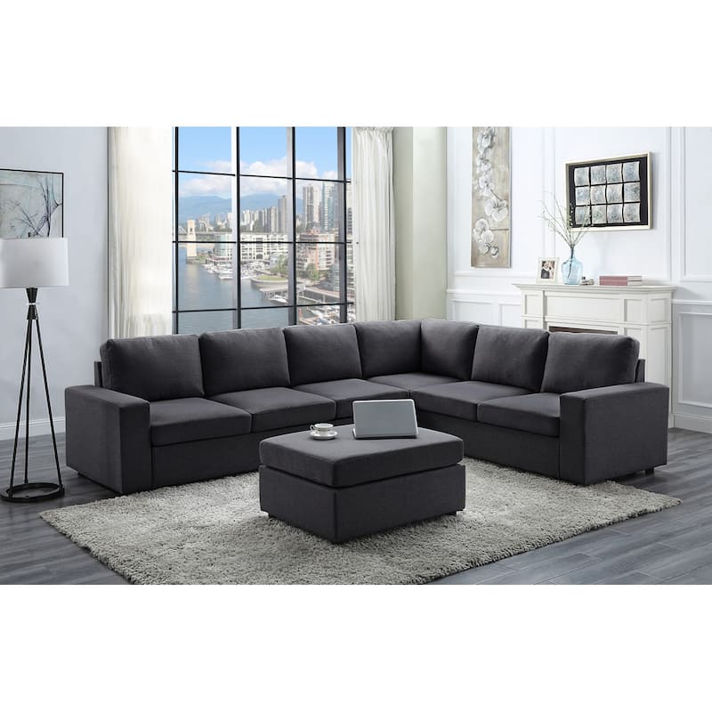7 Seat Reversible Modular Sectional Sofa - Dark Gray