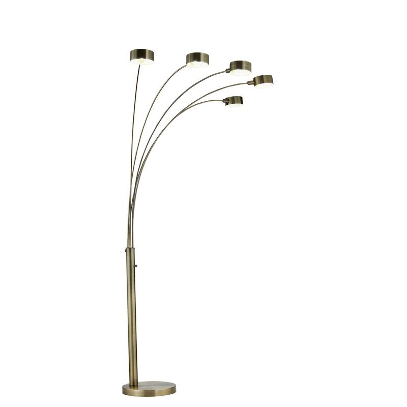 Artiva Pro 5-Arched LED Lamp with Dimmer,7W-3000K - ANTIQUE BRASS