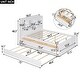 preview thumbnail 7 of 13, Full Size Platform Bed with Trundle and Storage Headboard, Kids Bed Frame with Charging Station and 3-Drawers, White