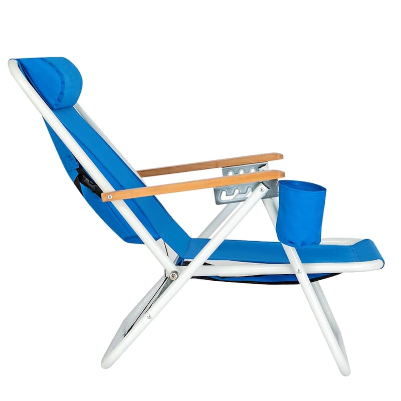 Outdoor Portable High Strength Beach Chair with Adjustable Headrest