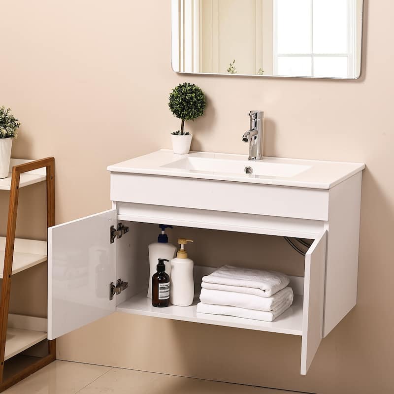 Zenova Bathroom Vanities Cabinet with Sink Combo, Wall Mounted Floating Cabinet - 26"