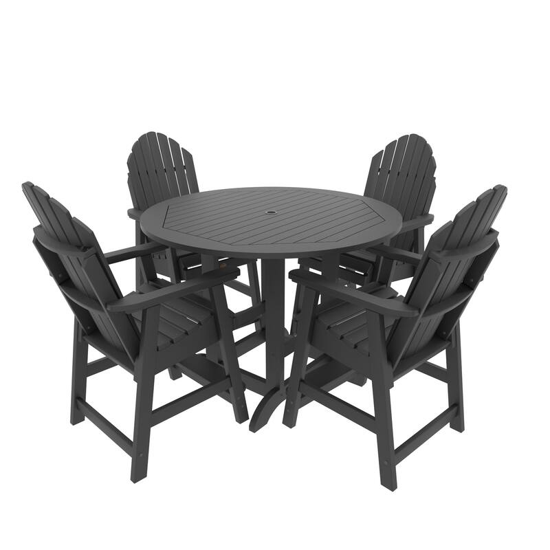 Highwood Commercial Grade 5-Piece Muskoka Adirondack 48" Counter Height Dining Set - Black