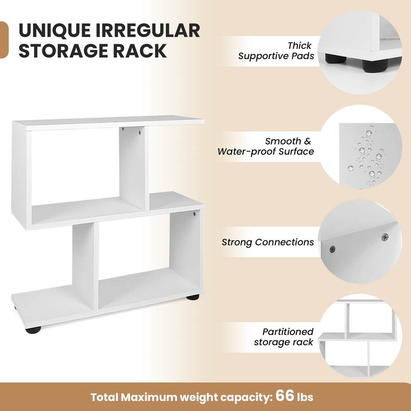24 Inch 3-Tier Geometric Bookshelf with Thick Foot Pads - 24" x 8" x 24"