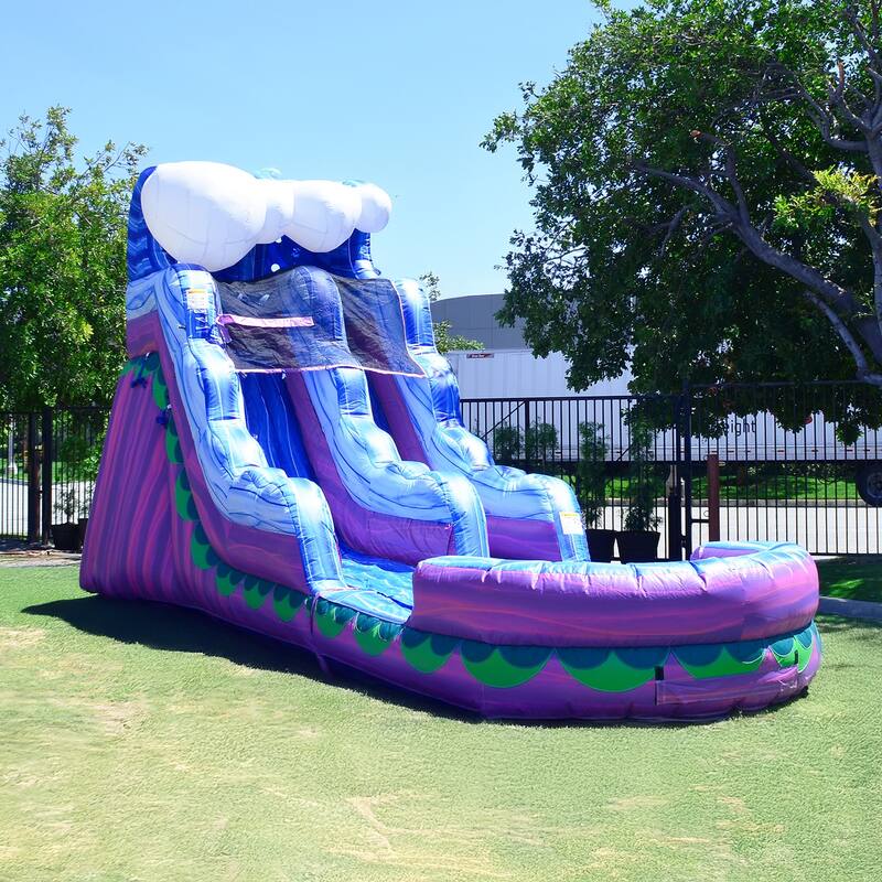 JumpOrange 15' Mermaid Commercial Grade Inflatable Water Slide with Splash Pool (with Air Blower), Kids Outdoor Play