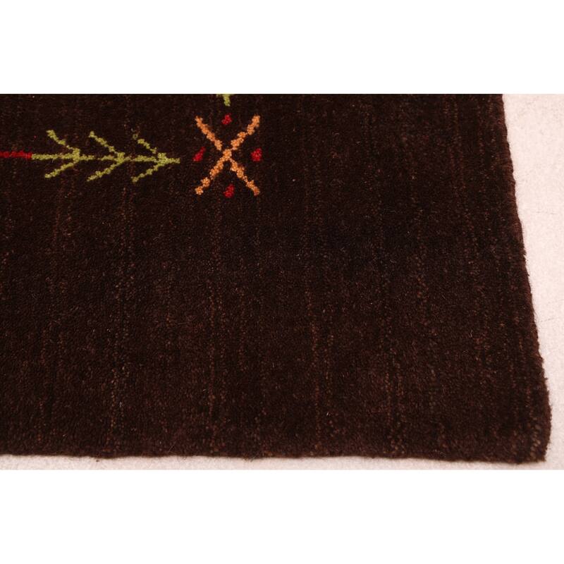 ECARPETGALLERY Hand Loomed Kashkuli Gabbeh Dark Brown Wool Rug - 4'8 x 6'9
