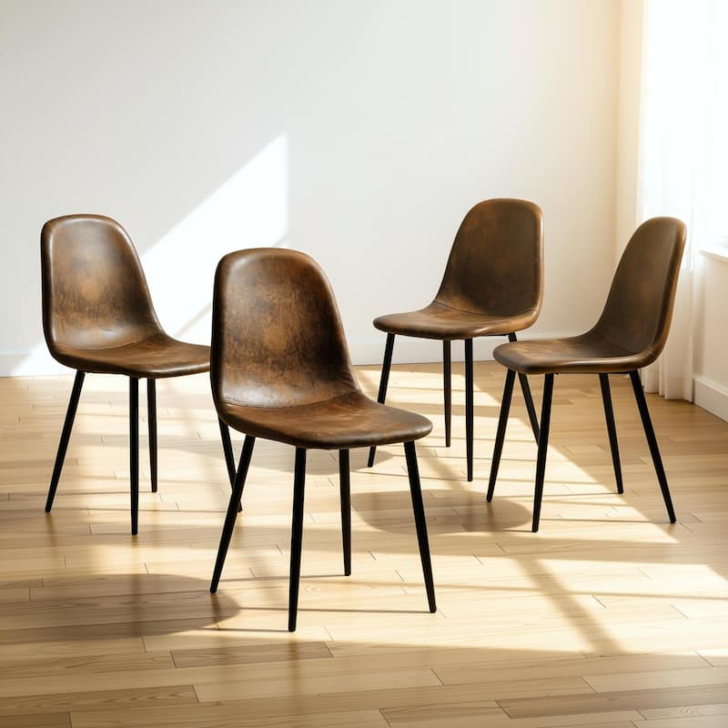 Homy Casa Set of 6/4/2 Faux Suede Dining Chairs Black Metal Legs, Brown Christmas Gift - Set of 4 - BRW - Dining Height