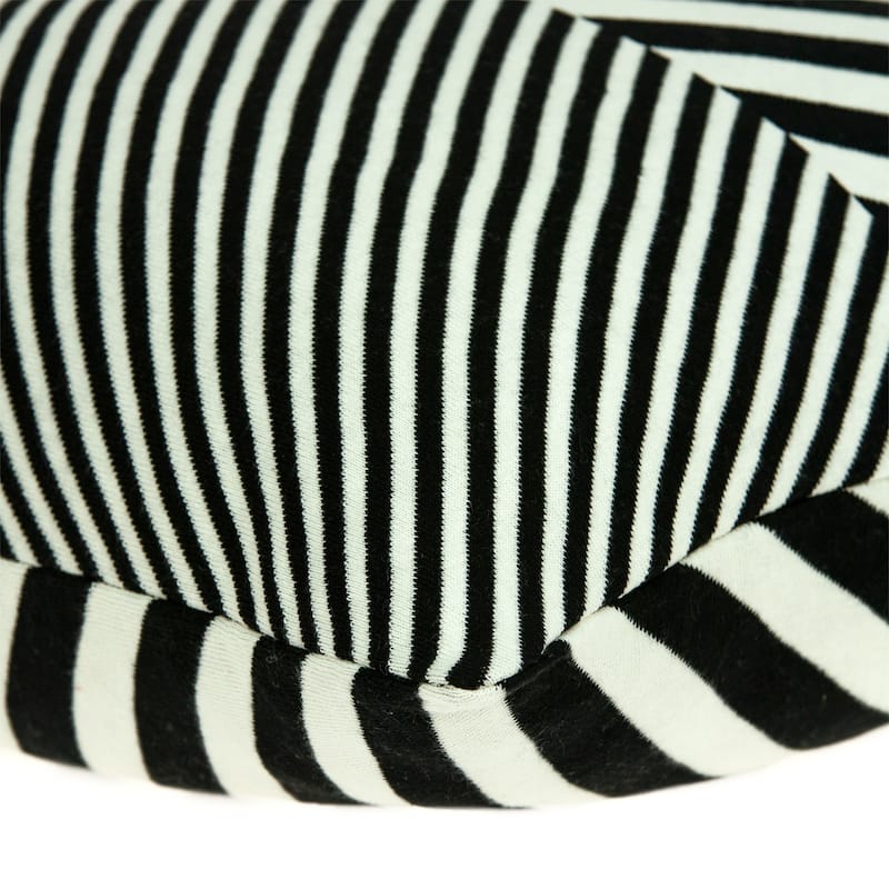 Tapered stripe Square Cotton Throw Pillow - 18" - White and Black