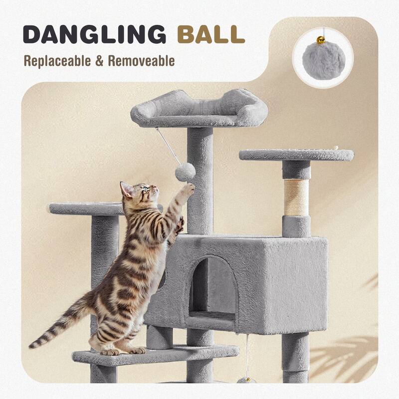 Cat Tree Tower with Scratching Posts and Cond,Multi-Level Kitty Climber for Indoor Cats