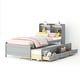 preview thumbnail 9 of 23, Twin Size Bed with built-in USB ,Type-C Ports, LED light, Bookcase Headboard, Trundle and 3 Storage Drawers