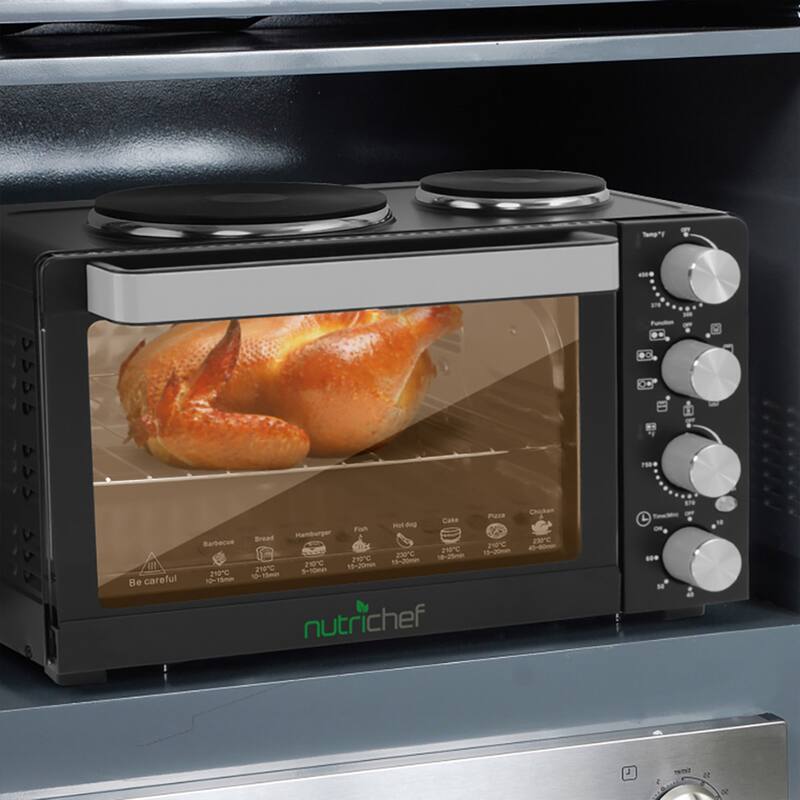 NutriChef Kitchen Countertop Convection Oven Cooker with Warming Plates (2 Pack) - 28