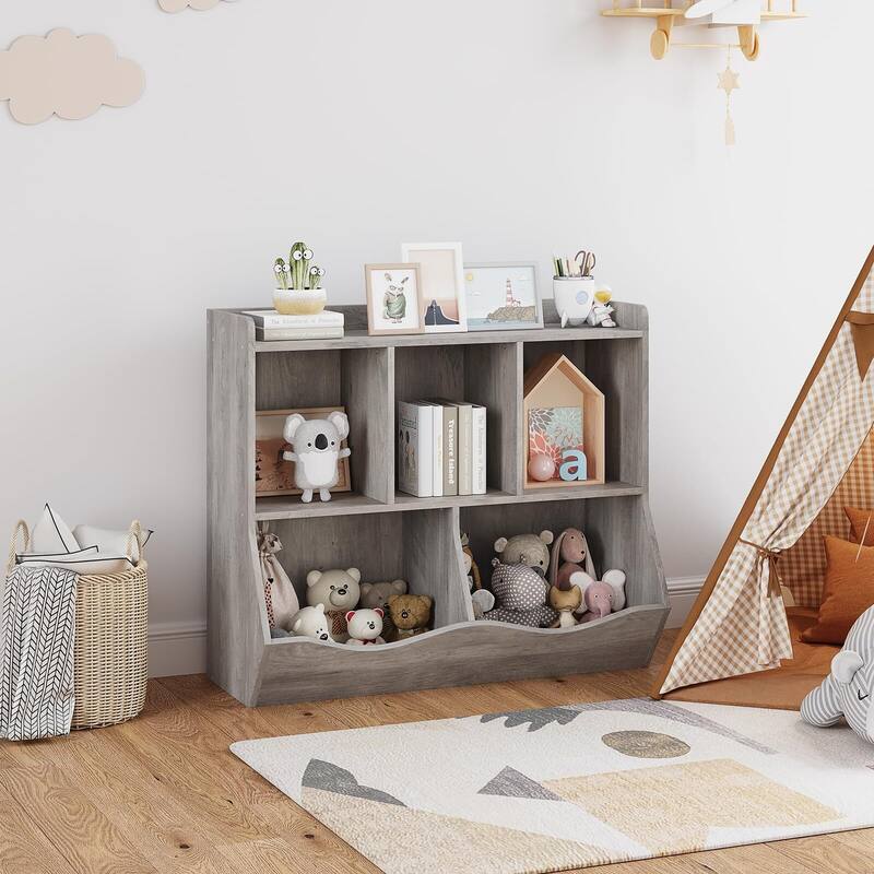 Toy Bookshelf and Bookcase, Multi Shelf with Cubby Organizer Cabinet for Storage Books and Toys