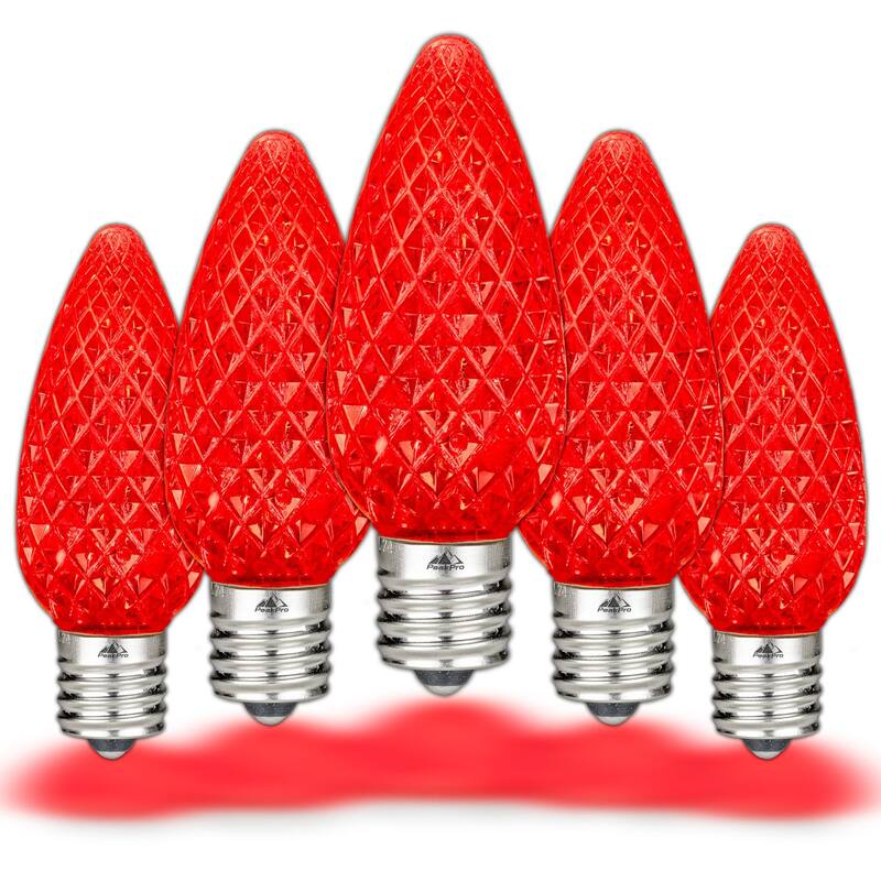 25 Pack C9 LED Outdoor Christmas Replacement Bulbs, C9/E17 Base - Red