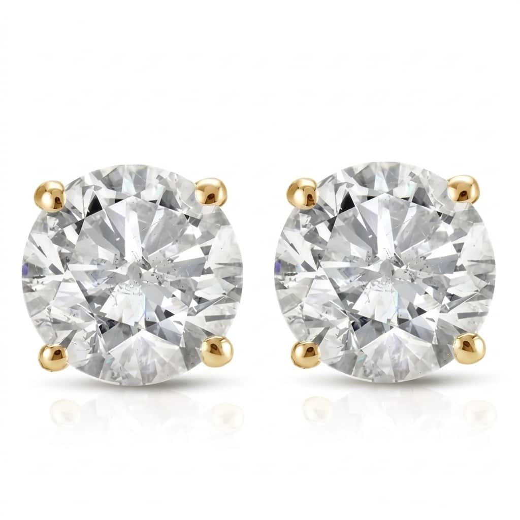 Bliss Diamond 2 Ct Diamond Studs With Screw Backs Yellow Gold
