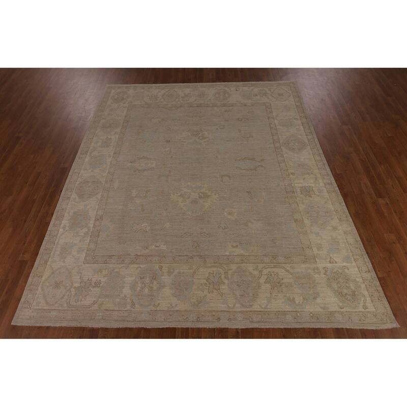 Earth Tone Vegetable Dye Oushak Area Rug Hand-Knotted Wool Carpet - 8'2"x 9'8"