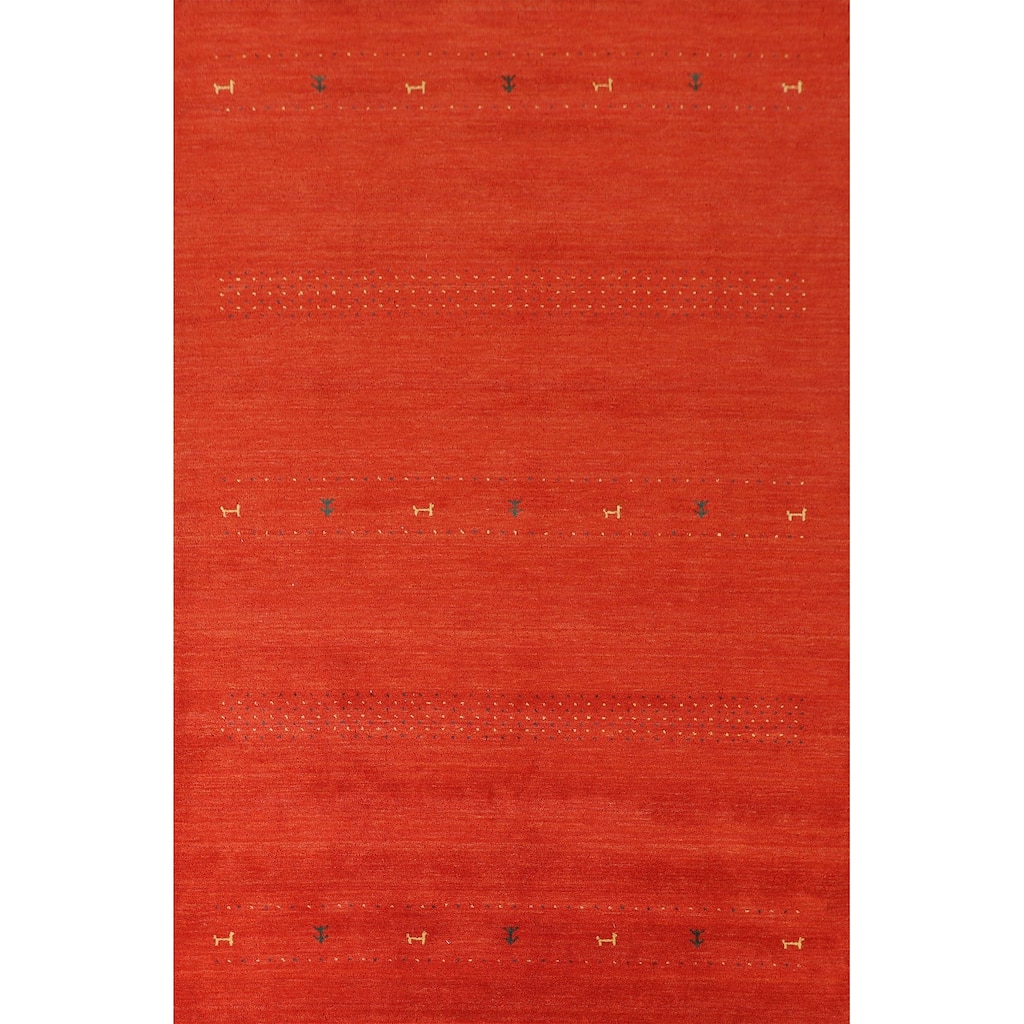 Hand Knotted Oriental 100% Wool Carpet Tribal Tribal Oranges & Rust Gabbeh Area Rug - 9' 9'' X 6' 10''