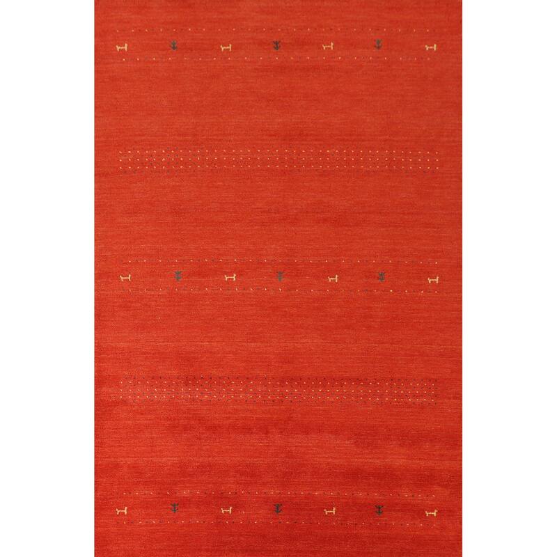 Hand Knotted Oriental 100% Wool Carpet Tribal Tribal Oranges & Rust Gabbeh Area Rug - 9' 9'' X 6' 10''