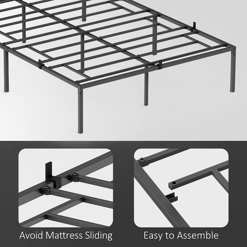 Bed Frame With Storage And Steel Slat Support