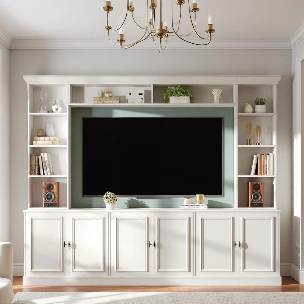 4 in 1 Entertainment Wall Unit Set with Bookshelves, TV Stand with Adjustable Shelves, Console Table for TVs Up to 70"