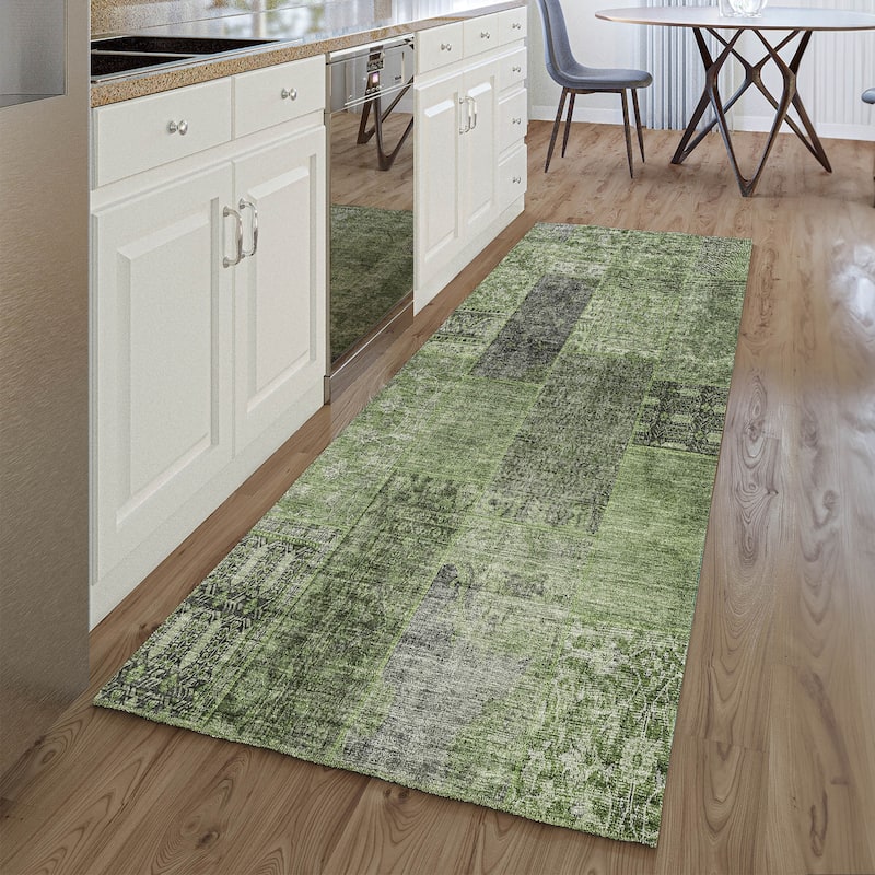 Premium Washable Super Soft Boho Patches Mayfield Rug - Olive - 2' 3" x 7' 6" - Runner