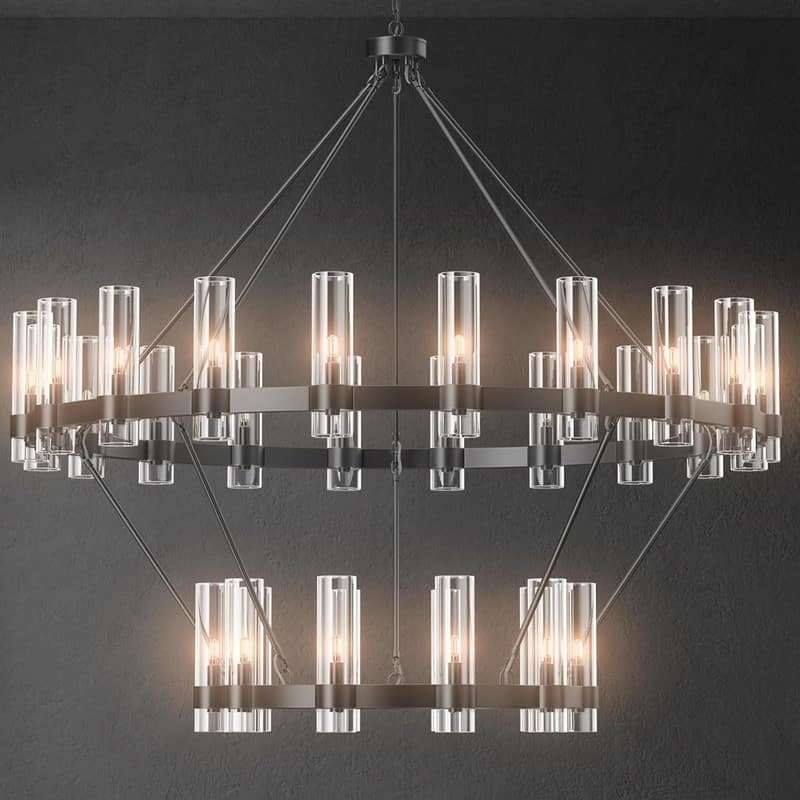 KAYLA 60" 30-Lights Gold Luxury Wagon Wheel Chandelier - Black-60