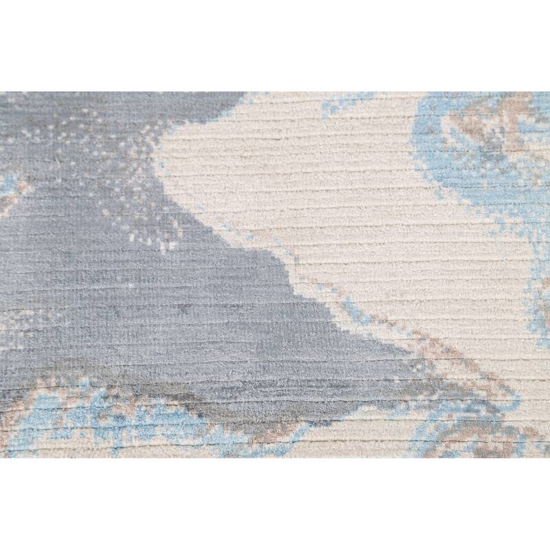 Modern Indian Abstract Accent Rug Handmade Wool Carpet - 2'9"x 4'10"