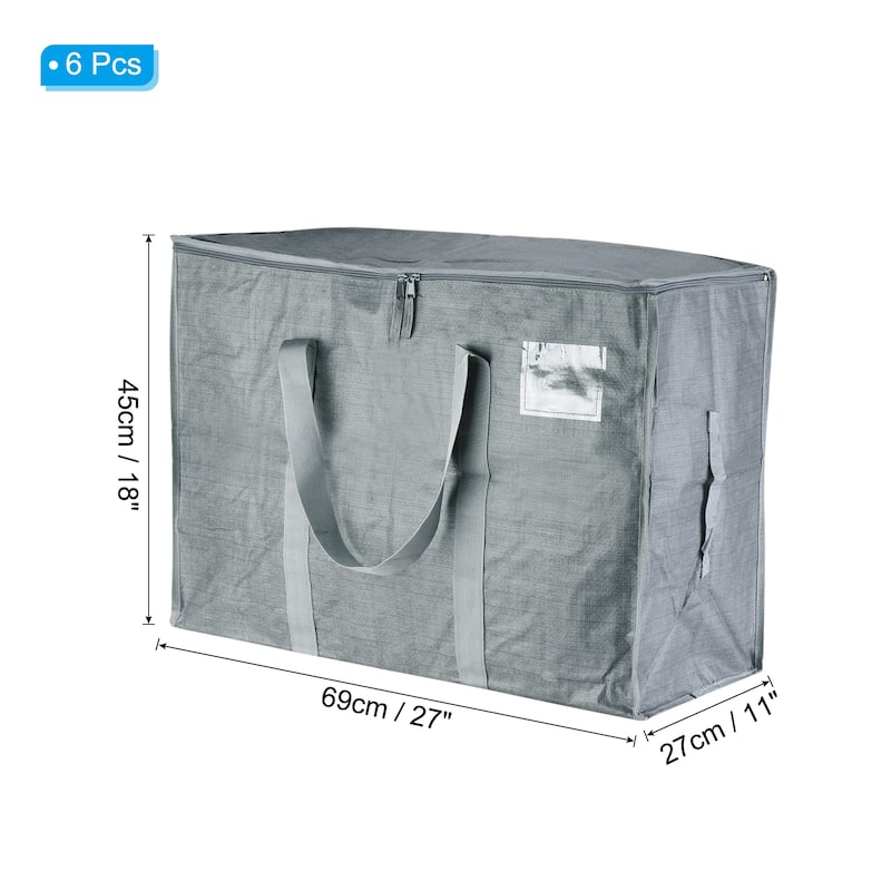6 Pcs Extra Large Moving Bags Large Bag with Handles and Zipper - Grey