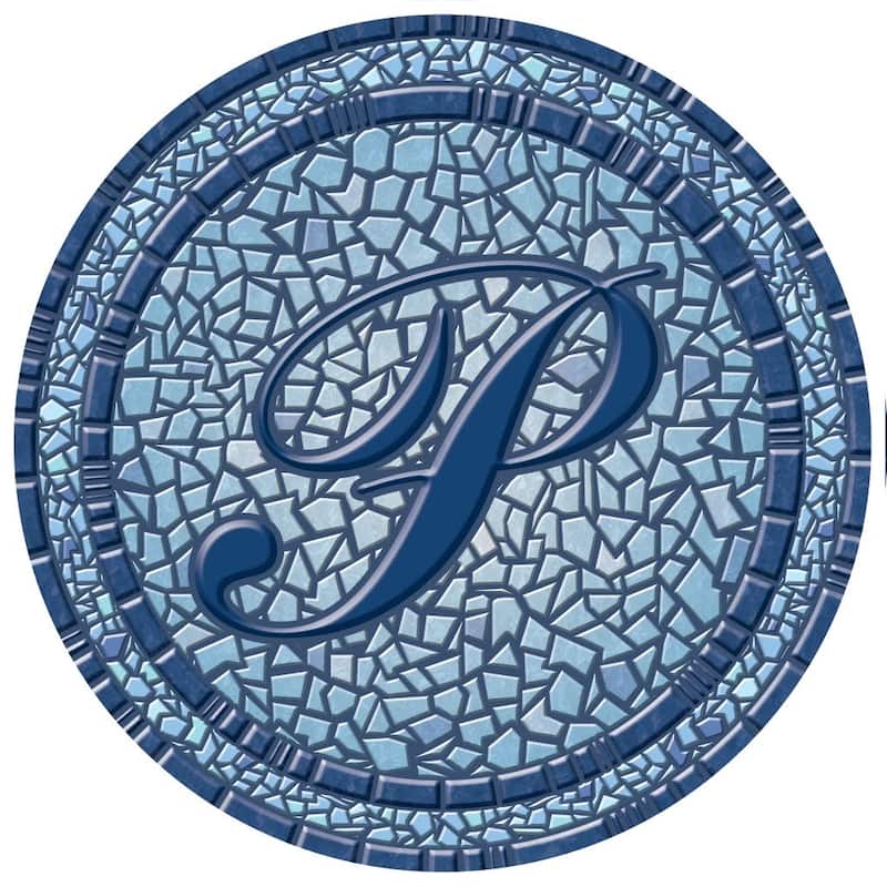 Custom Monogram Decorative Poolmat #2 - Mosaic Pool Art - 29" in Diameter - Letter "P"