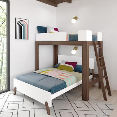 Max and Lily L-Shaped Twin over Full Bunk Bed with Ladder on End