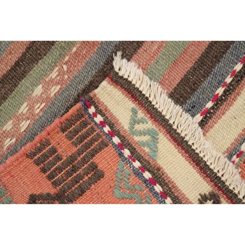 Hand Woven Oriental 100% Wool Carpet Southwestern Tribal Multi-Colored Kilim Area Rug - 8' 7'' X 5' 3''