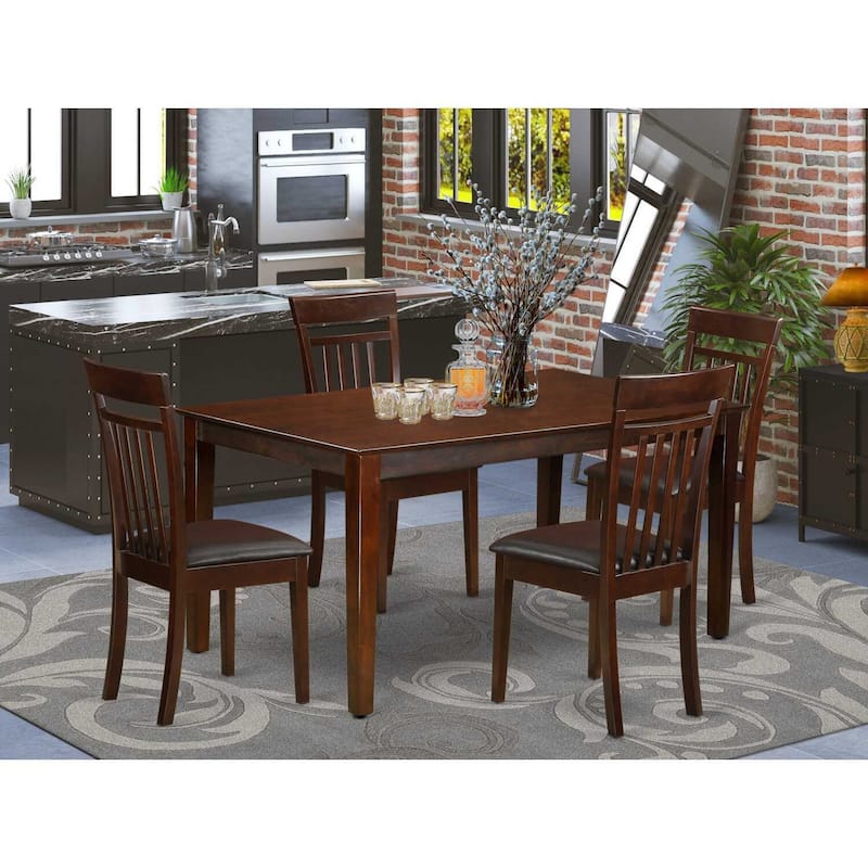 HomeStock 5-Pc Mahogany Finish Solid Wood Top - Dining Room Set - Seats 4